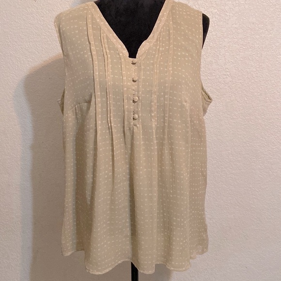 COLDWATER CREEK Sleeveless 1/4 Button-up Tan TOP Size 16 - Picture 1 of 5